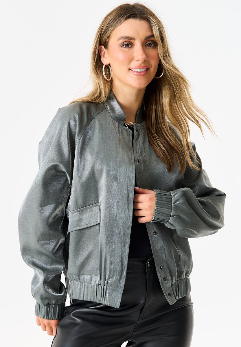 Metallic-Blouson Bomberjacke