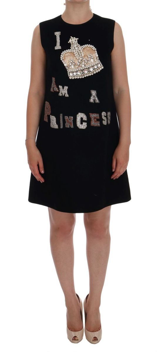 Dolce & Gabbana Women's Black I AM A PRINCESS Crystal Shift Dress (robe droite)