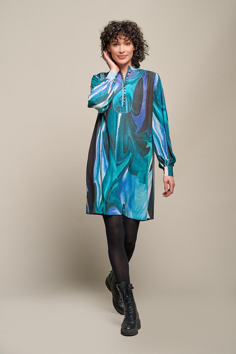 Fließendes Tunika-Kleid mit Dhalia-Print