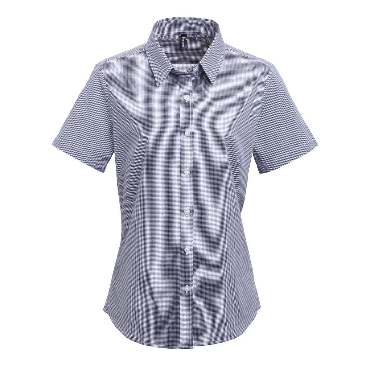 Damen Kurzarm Microcheck Hemd