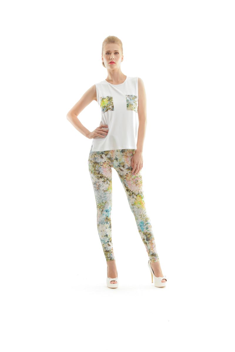 Ärmelloses Top mit floralen Taschen