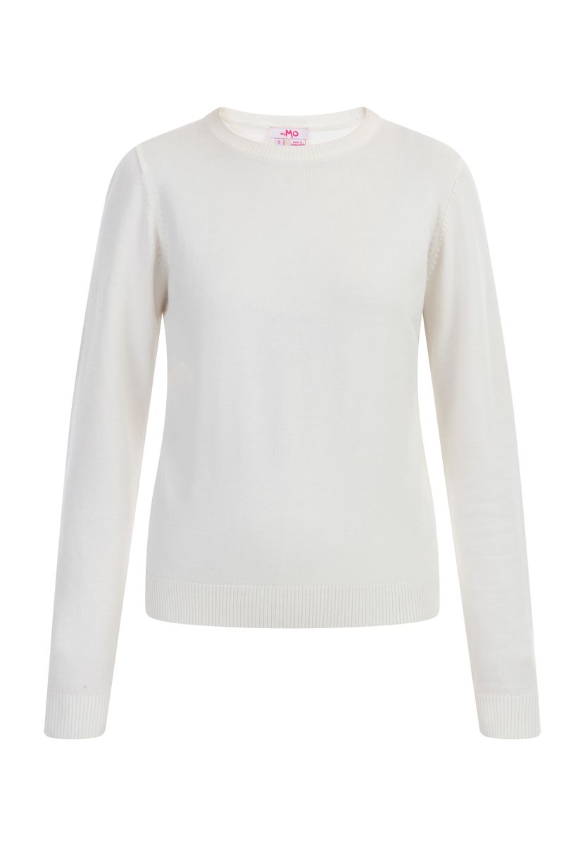 Mymo Strickpullover Damen Wollweiß