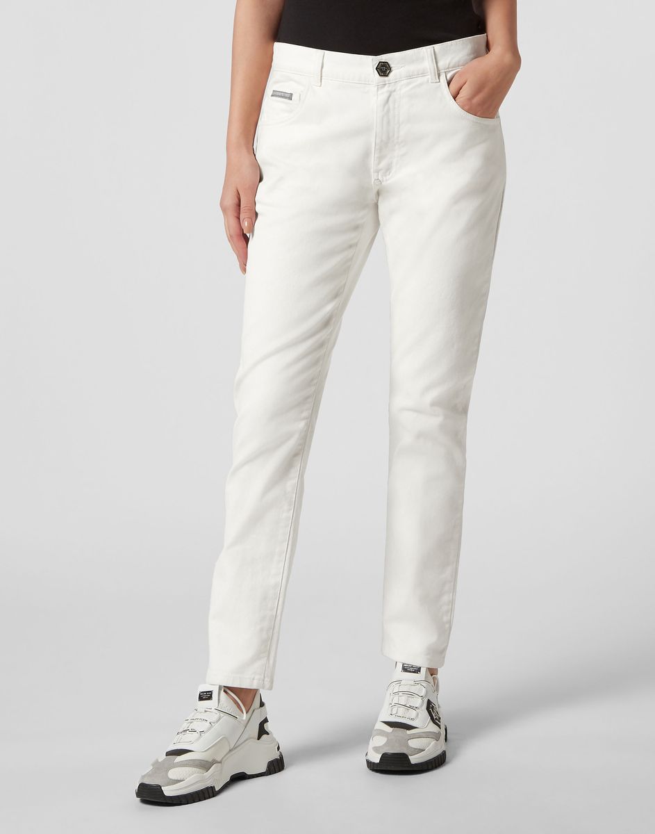 Boyfriend Fit Weiße Jeans aus Denim