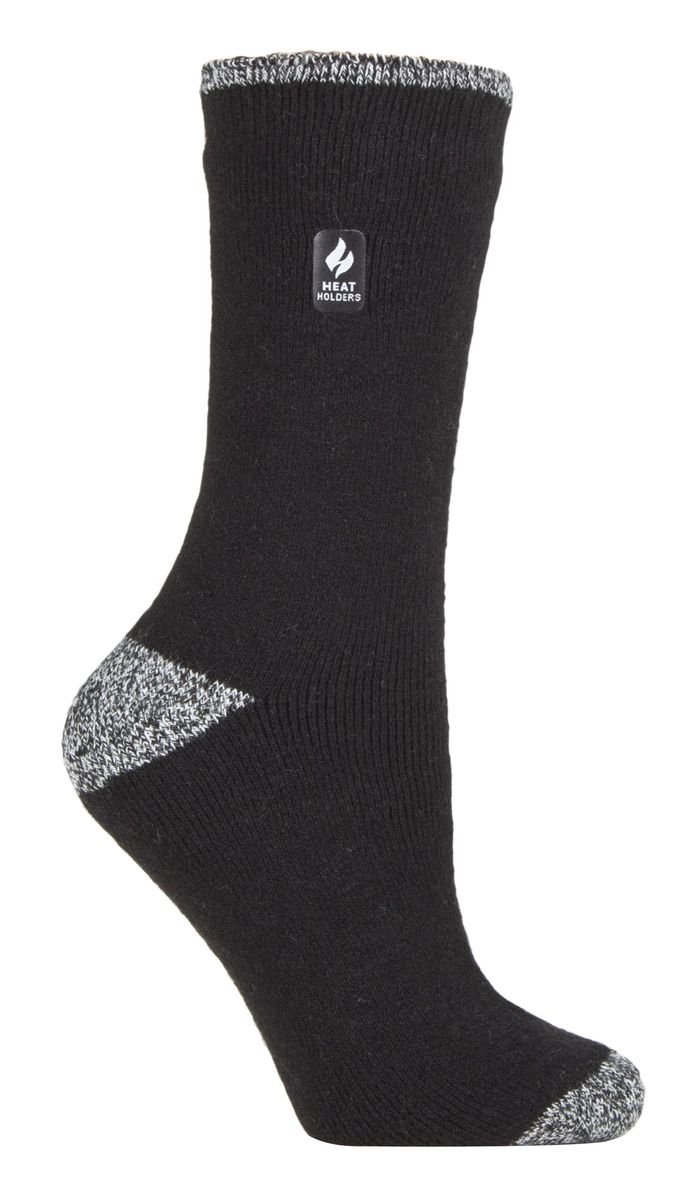 Heat Holders Lite - Isolierte Thermosocken für Damen | Mehrere Designs einschließlich Argyle Streifen Herzen Sterne | Warme Socken für Winter - Schwarz / Weiß H&T (Teneriffa)