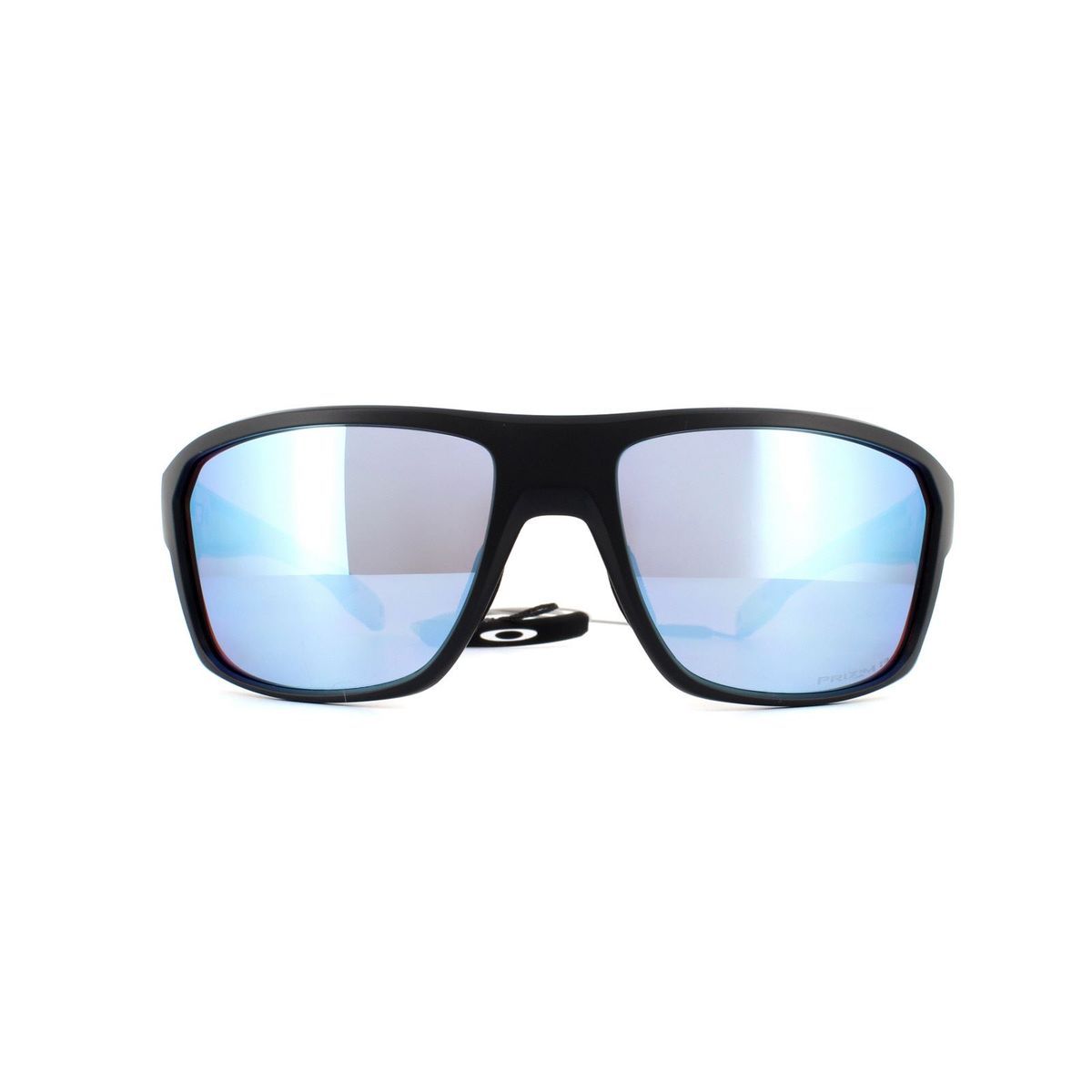 Matte schwarze Sportsonnenbrille mit blauer Linse