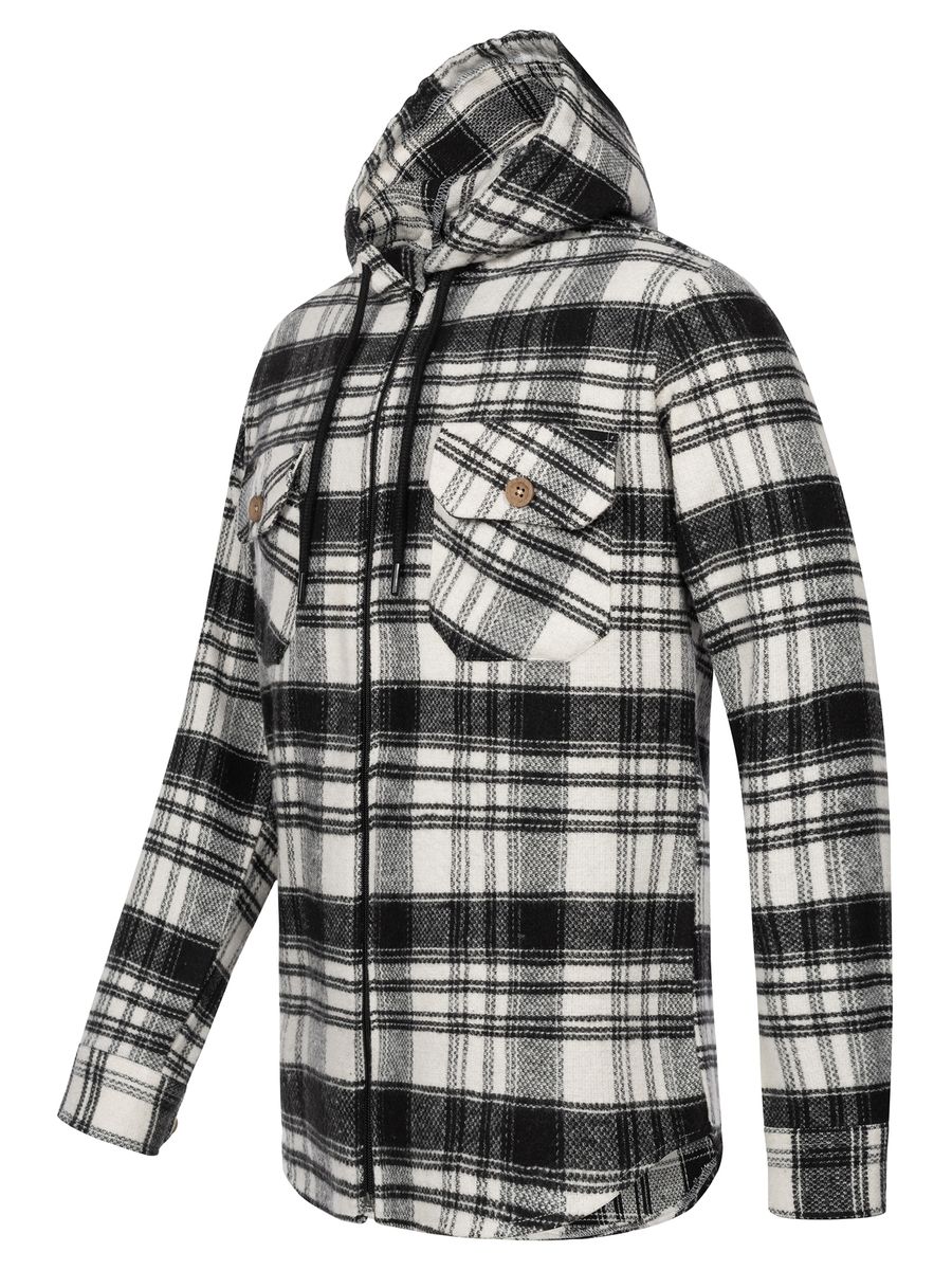 Kariertes Flanell-Overshirt mit Kapuze