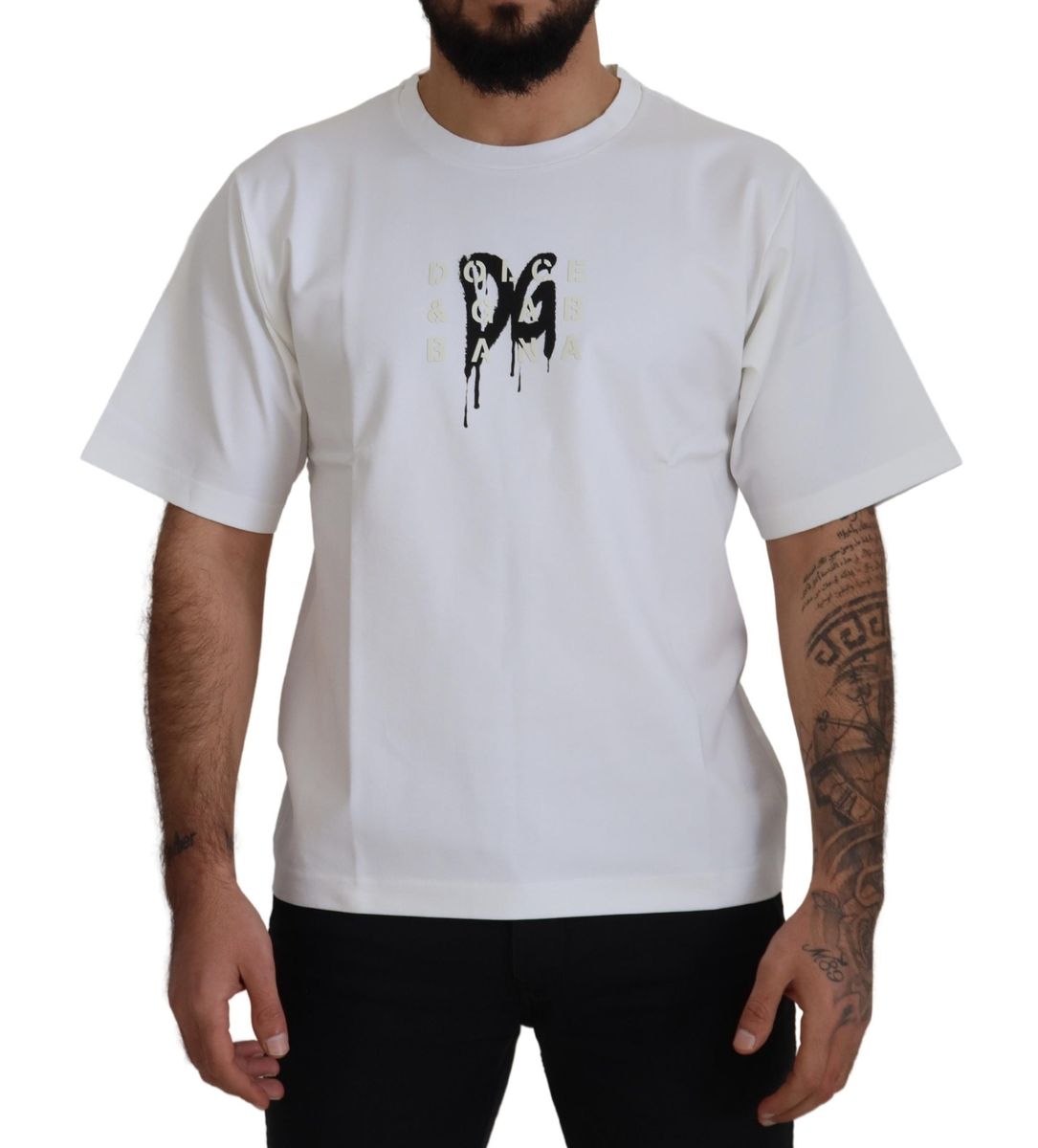 Baumwoll-T-Shirt mit Graffiti-Logo-Print