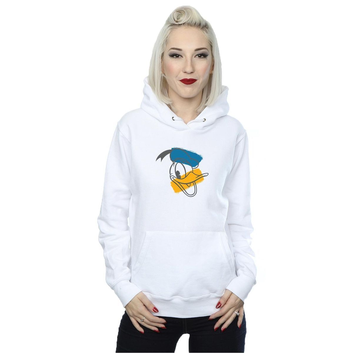 Weißer Donald Duck Grafik Hoodie