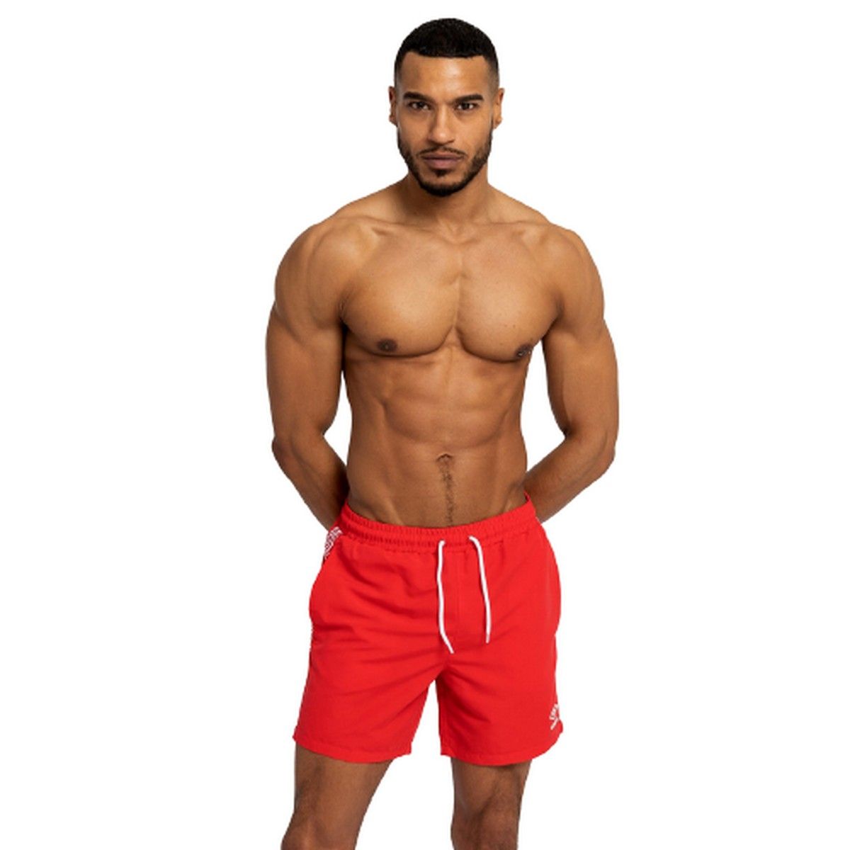 Herren Badeshorts, einfarbig rot