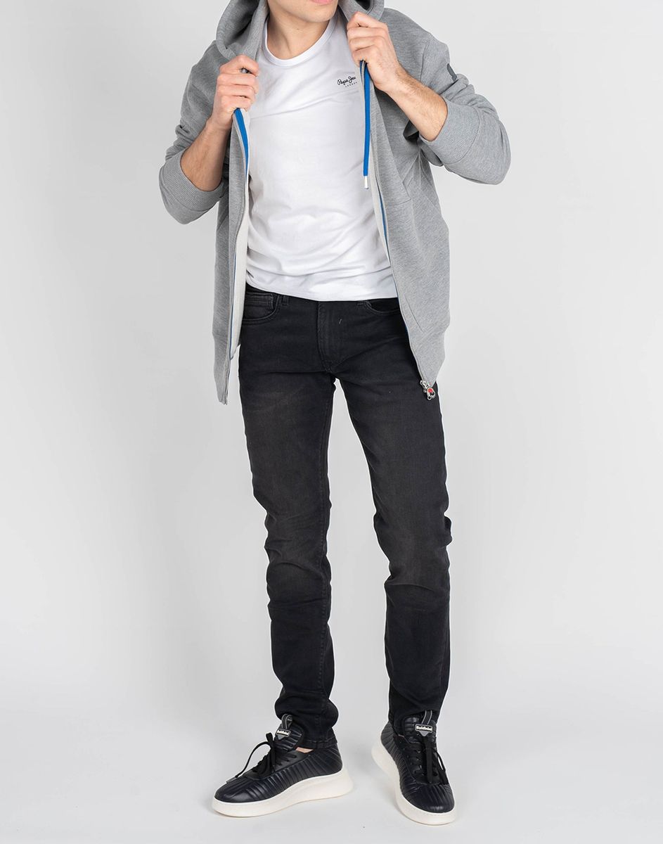 Melierter Jersey-Zip mit Kordelzügen