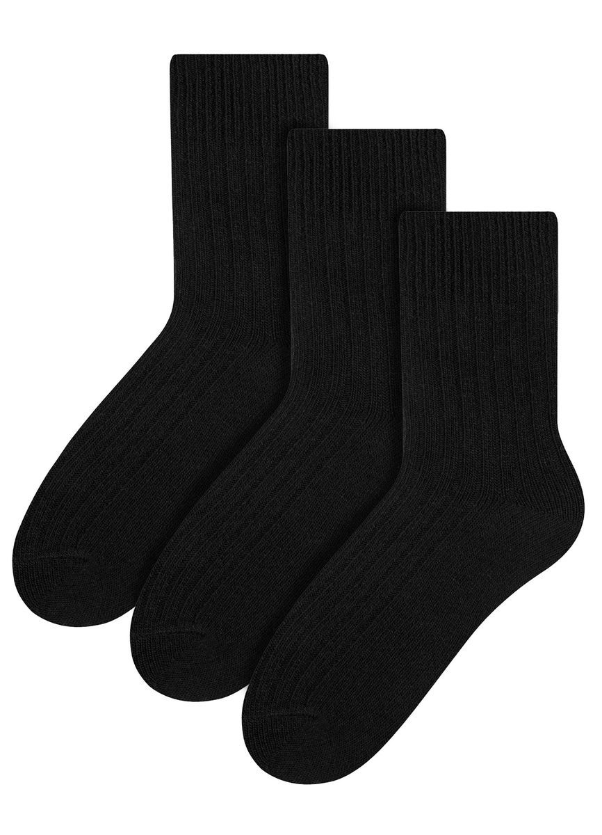 3 Paar Wollsocken für Damen | Steven | Atmungsaktive gepolsterte Damensocken Schwarz