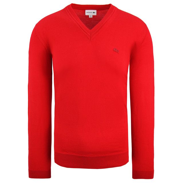 Klassischer roter V-Ausschnitt Strickpullover