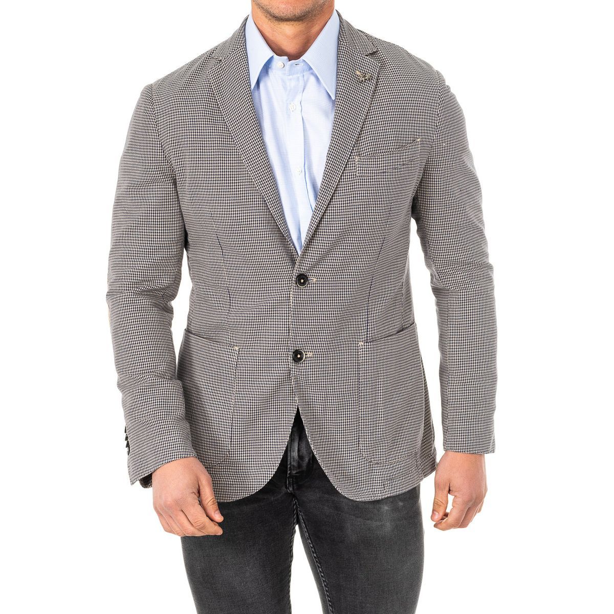 Klassisch geschnittener Blazer mit Hahnentrittmuster