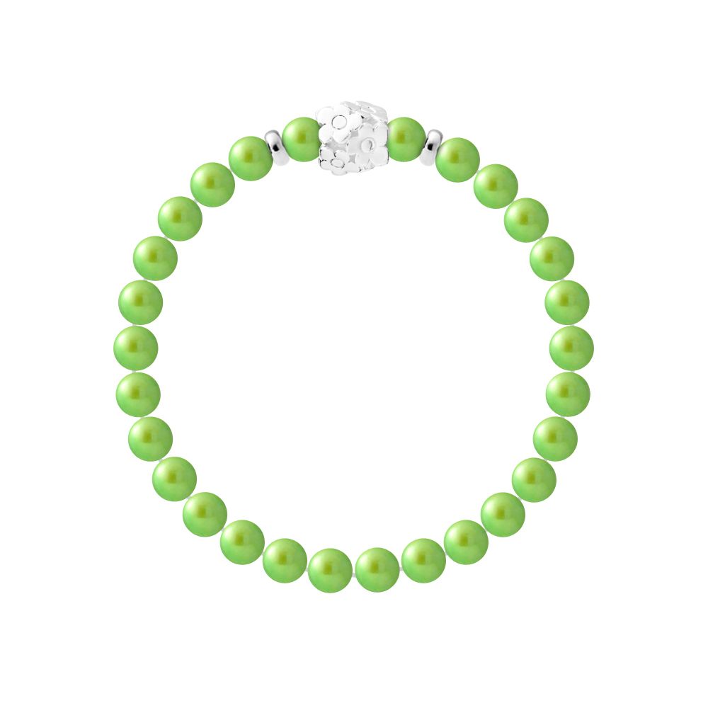 Silber-Perlenarmband mit Blumen-Detail