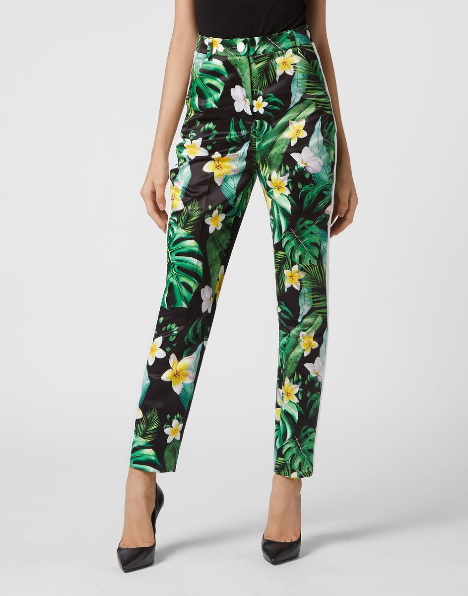 Satinhose mit Hawaii-Print