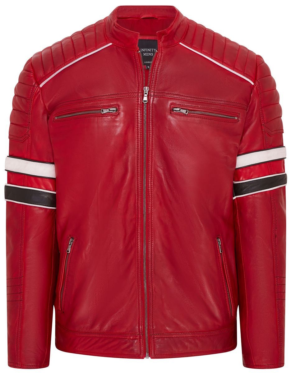Rote Leder Biker Rennjacke