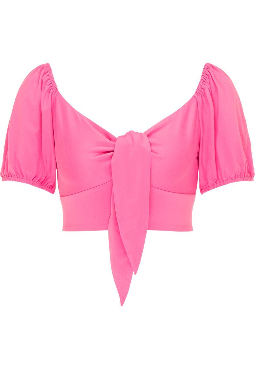 Kurzärmeliges Crop Top mit Knoten vorne