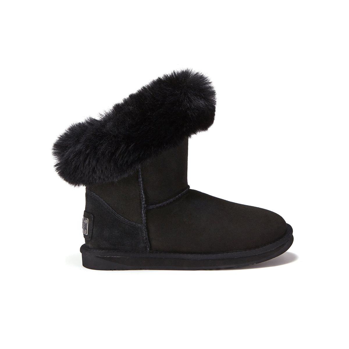Wildleder Stiefelette mit Kunstfellstulpe