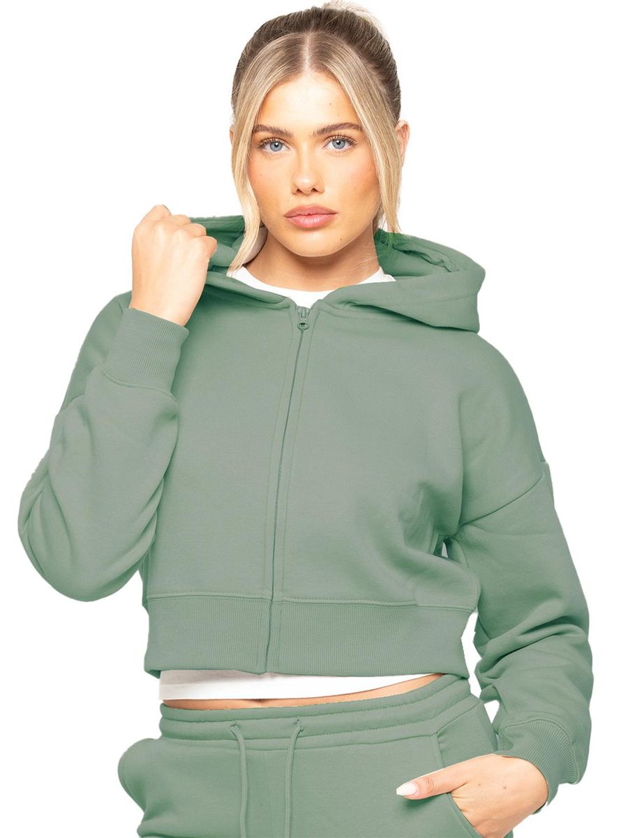 Kurzer Kapuzenpullover mit Reißverschluss