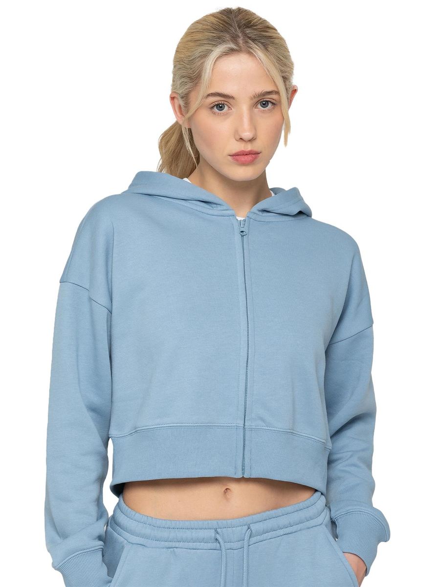Kurzer Kapuzenpullover mit Reißverschluss