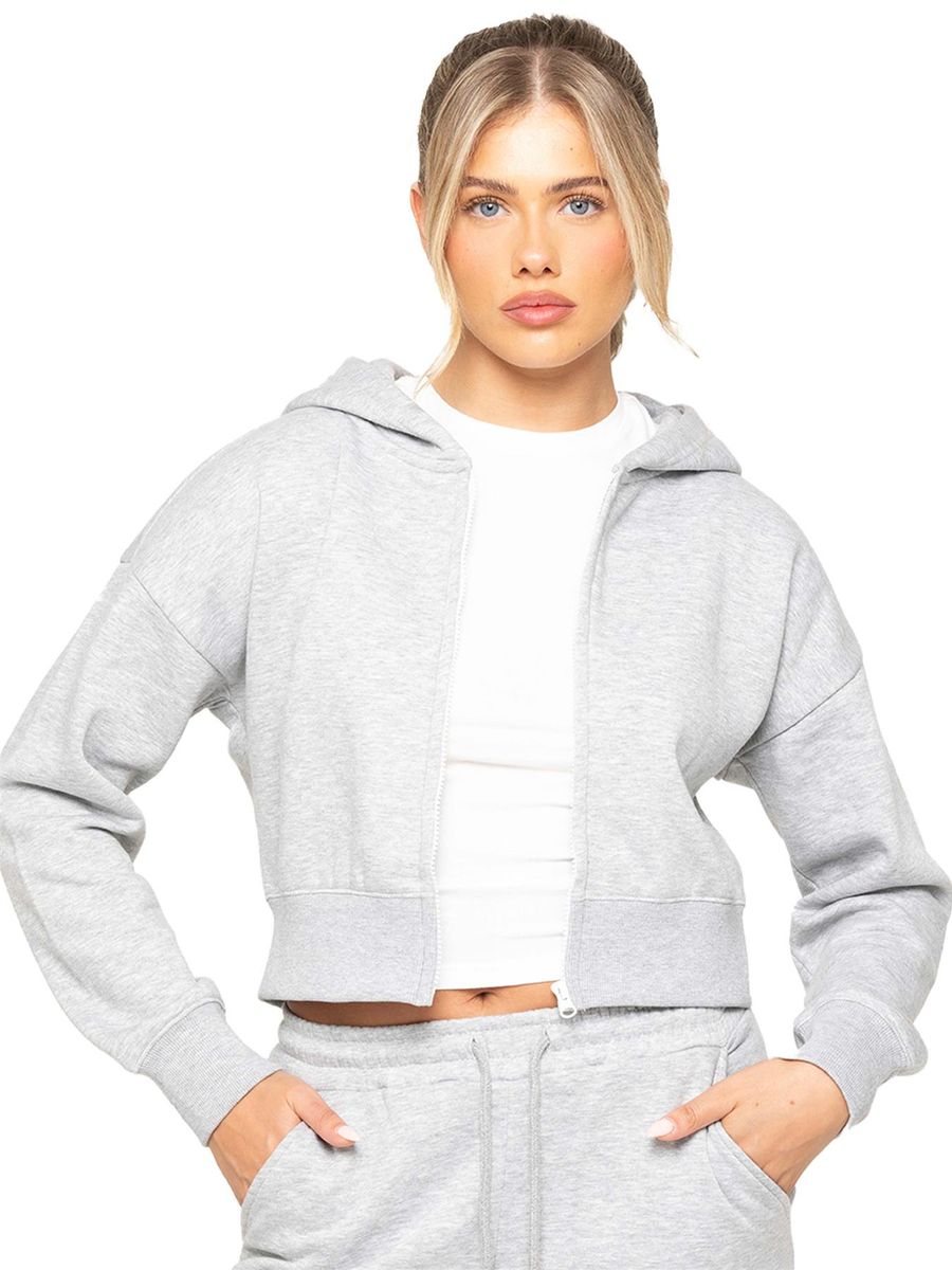 Kurzer Kapuzenpullover mit Reißverschluss