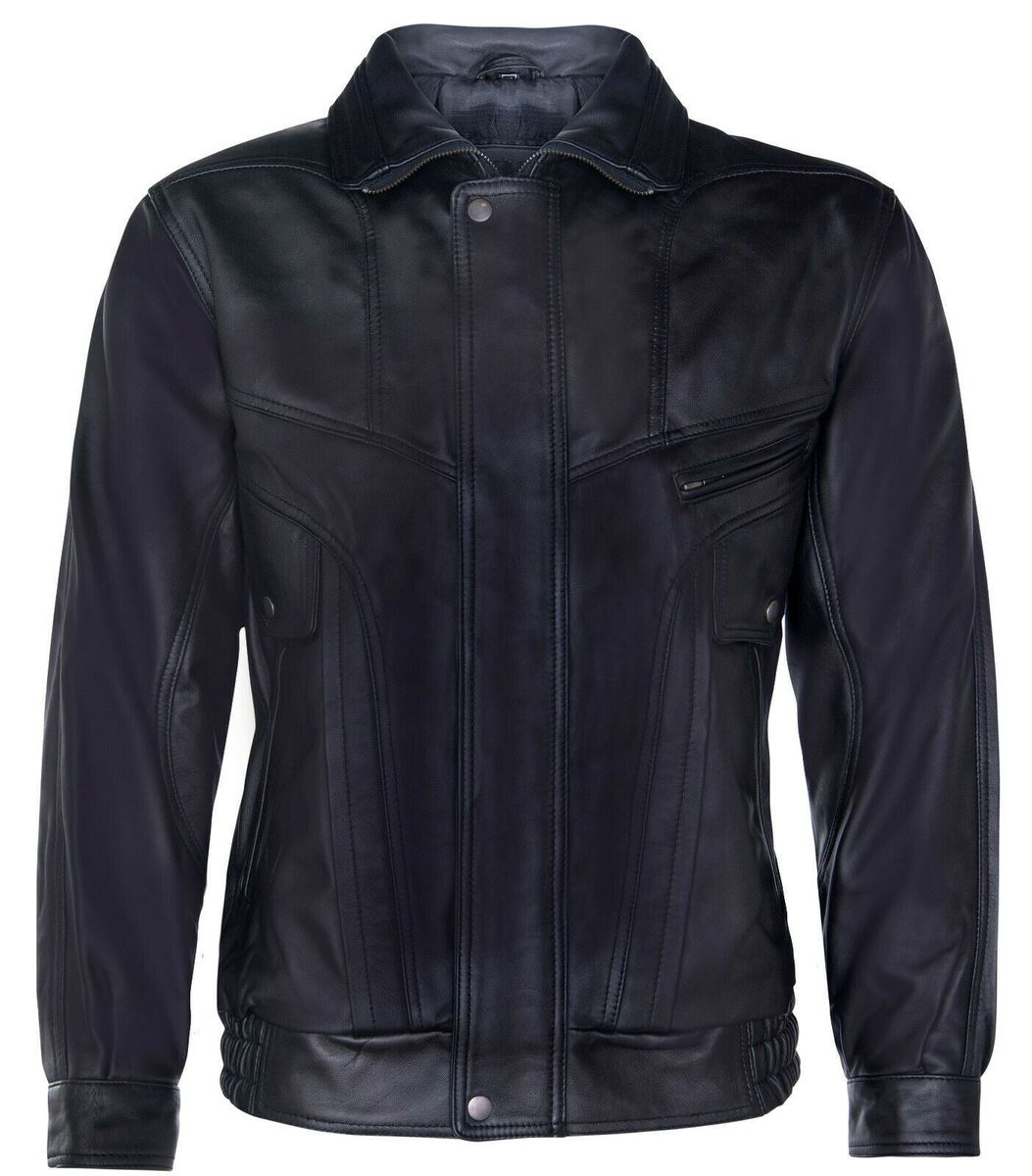 Klassische Blouson-Bomberjacke aus Nappaleder