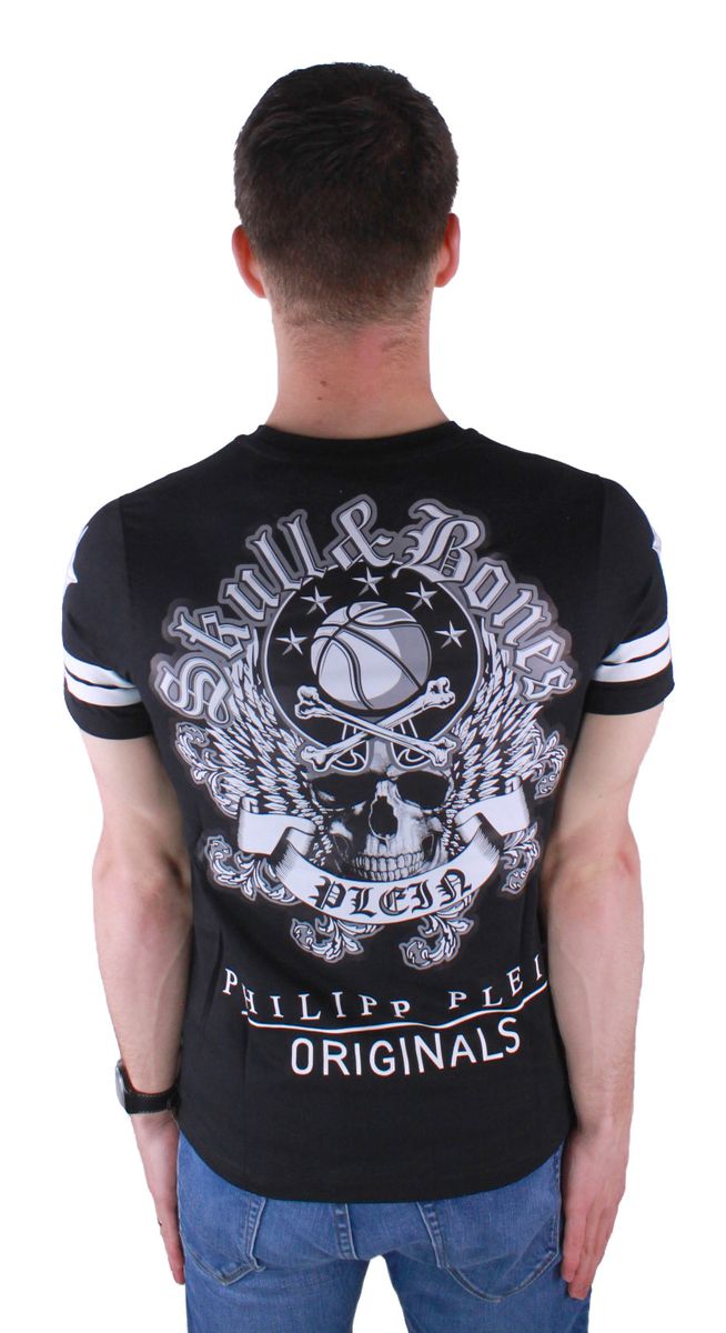 T-Shirt mit Strasssteinen und Totenkopf-Grafik