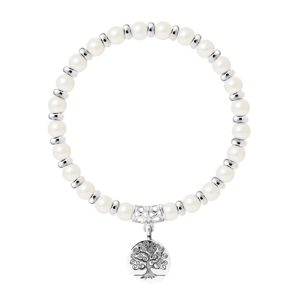 Süßwasserperlen-Armband mit Lebensbaum-Anhänger