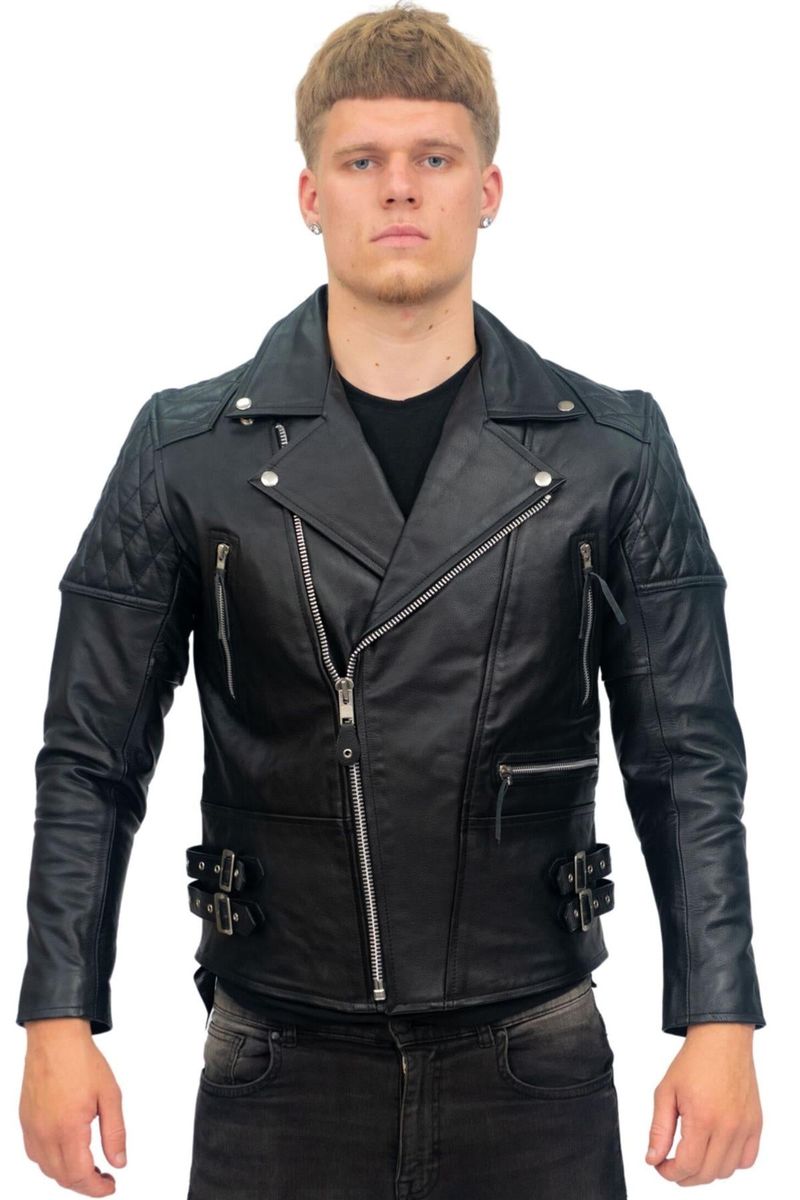 Klassische Herren-Bikerjacke aus Leder
