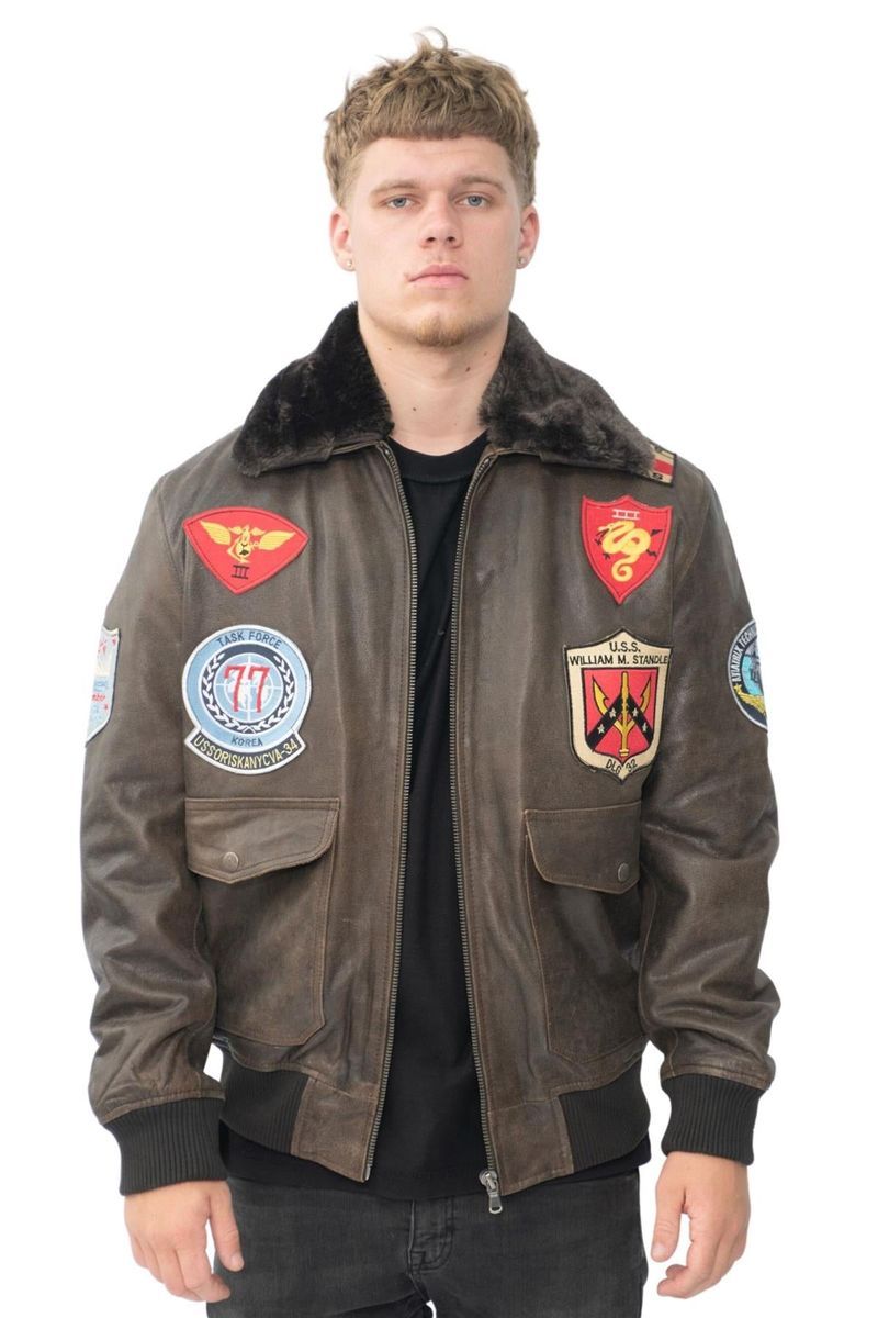 Braune US Air Force Leder Bomberjacke