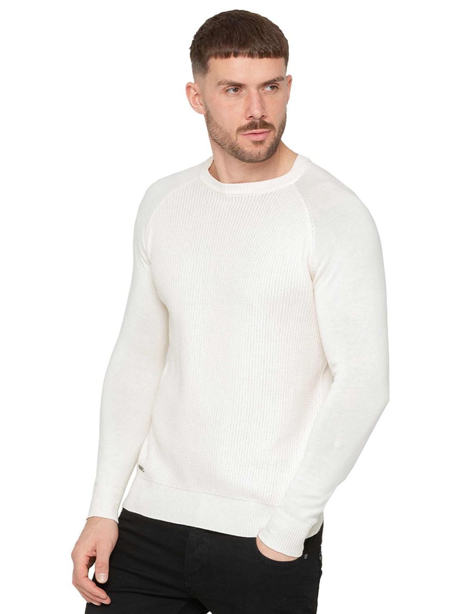 Klassischer, strukturierter Pullover mit Rundhalsausschnitt