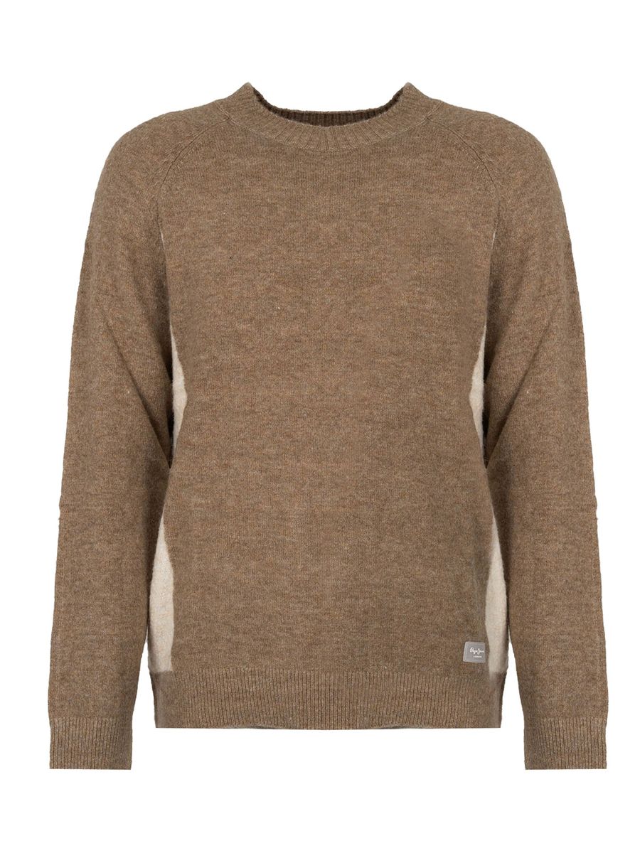 Lässiger brauner Strickpullover mit Rundhalsausschnitt