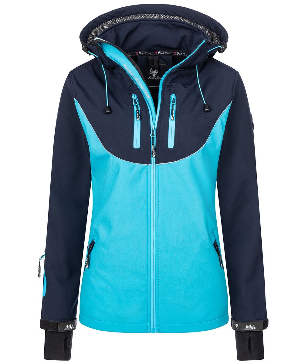 Zweifarbige wasserdichte Softshelljacke mit Kapuze