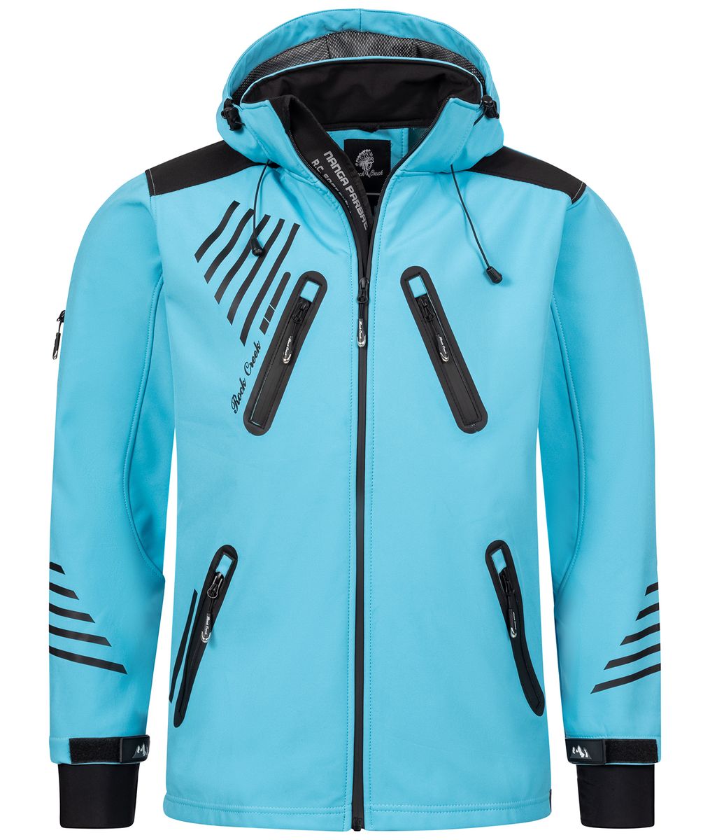Zweifarbige wasserdichte Softshelljacke mit Kapuze