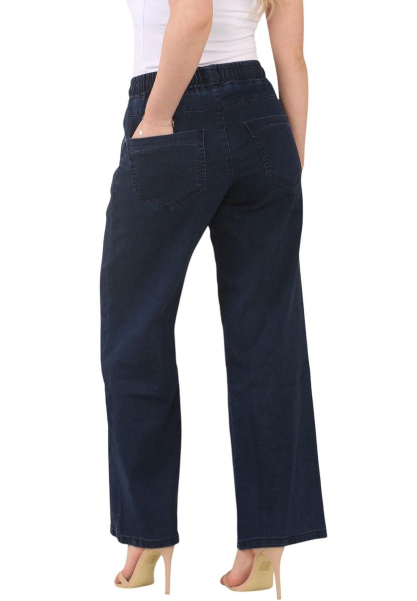 High-Waist-Jeans mit weitem Bein und Gummizug