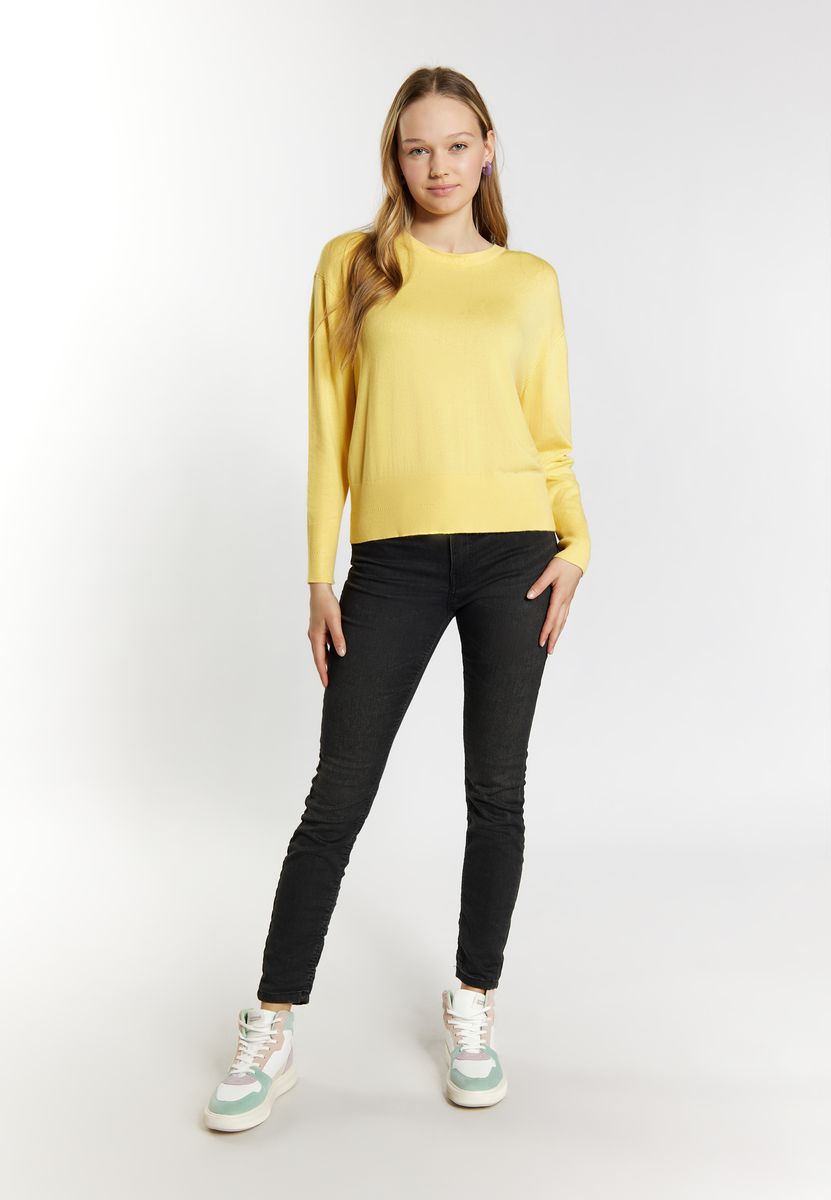 Rippstrick-Pullover mit Stehkragen