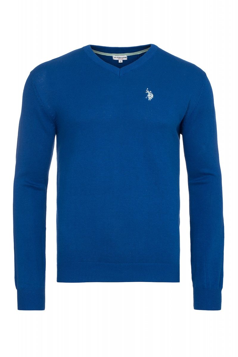 Klassischer V-Ausschnitt Baumwoll Pullover