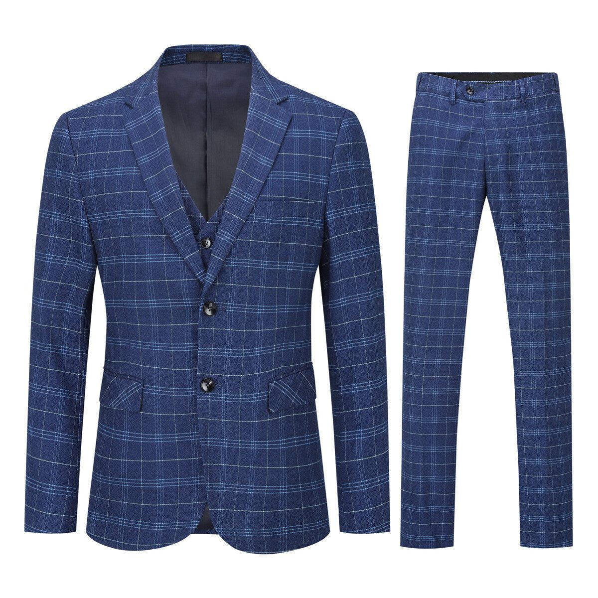 Herren Slim Fit Anzug Set mit Karomuster