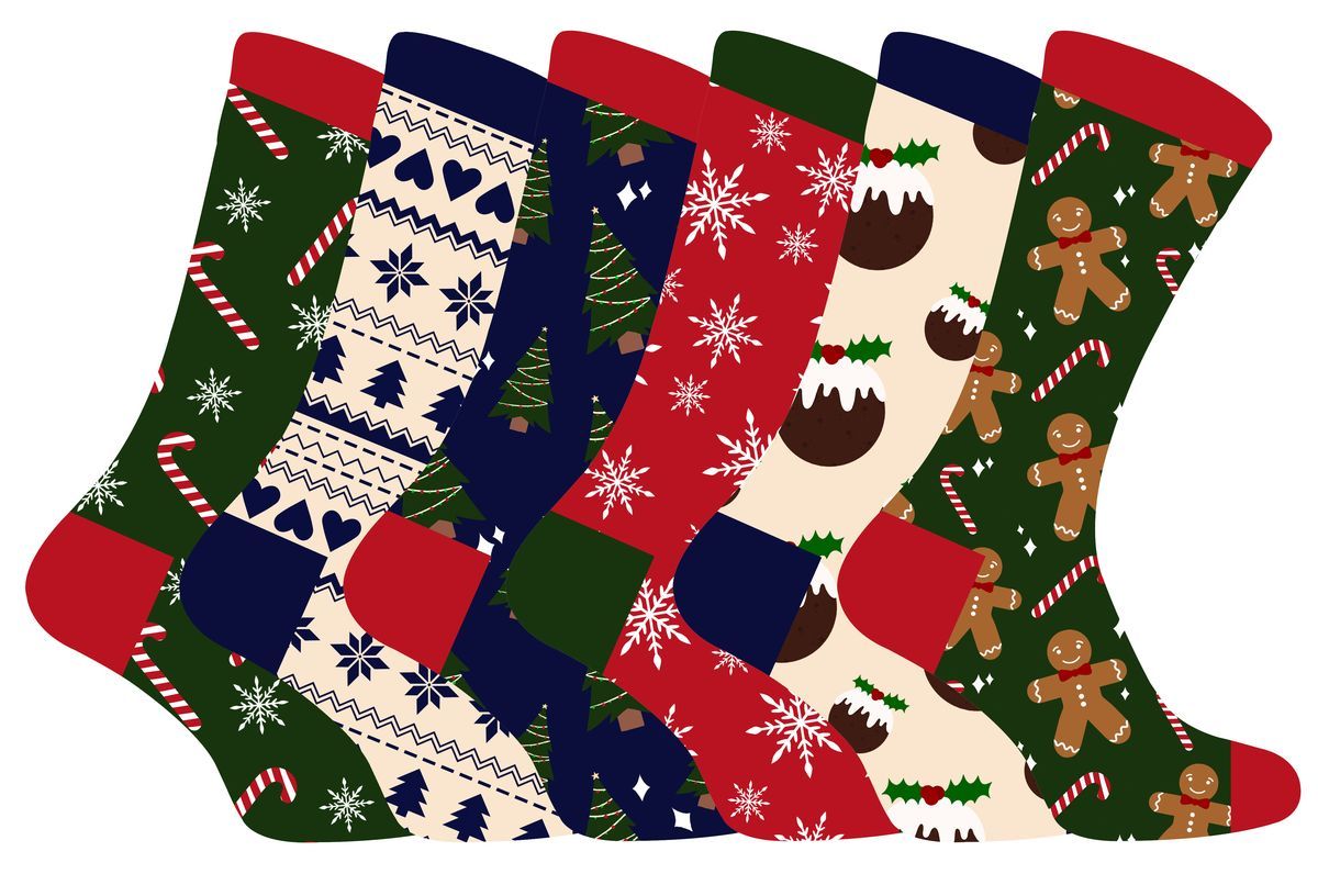 Herren Weihnachten Socken | Socke Snob | Neuheit bunte stilvolle lustige gemusterte Crew Xmas Socken - 6 Pack