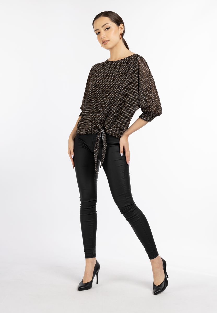 Geometrische Bluse mit Bindedetail