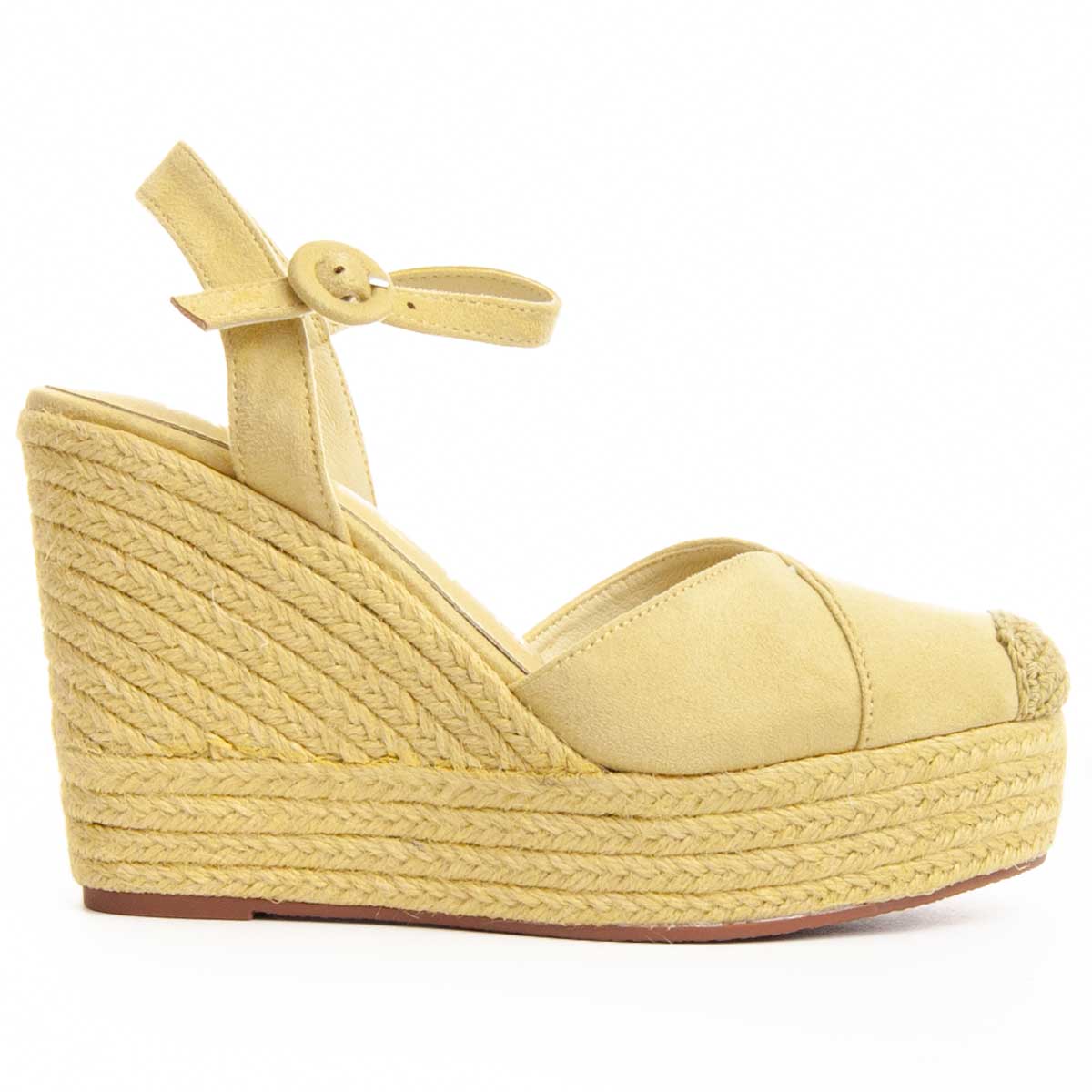 Espadrille-Keilsandalette mit Knöchelriemen