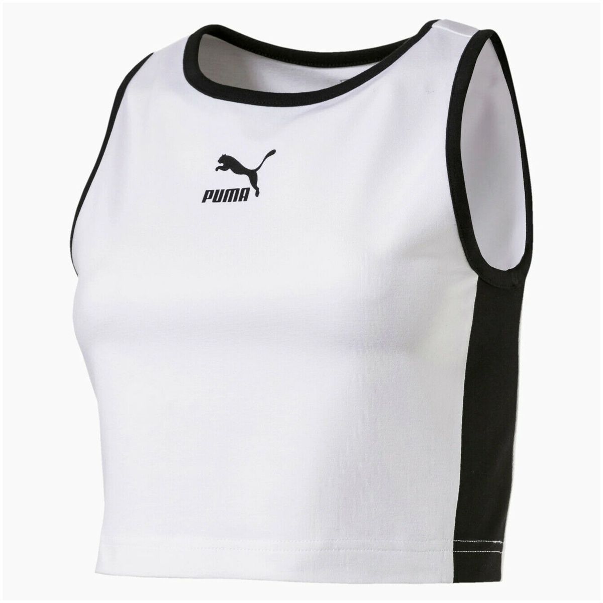 Cropped Tanktop mit Kontrastbesatz