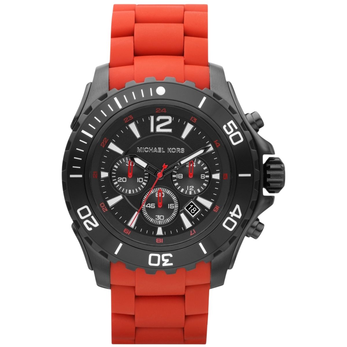 Herren Chronograph Uhr Schwarz mit Roten Akzenten