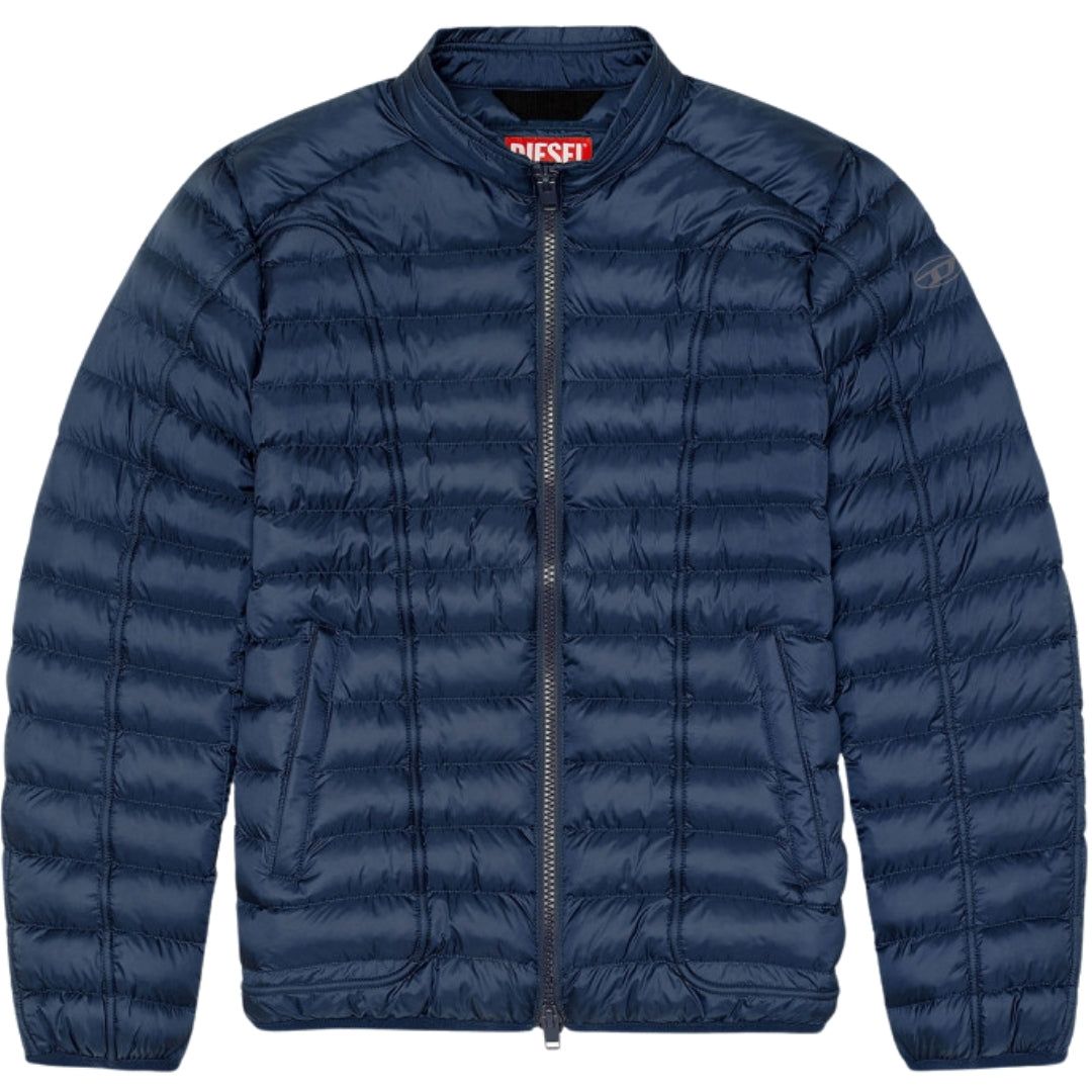 Unifarbene, wattierte Jacke in Marineblau