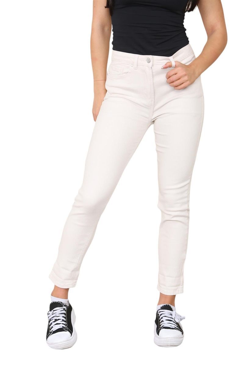 Mom Jeans mit schmal zulaufendem, hohem Bund