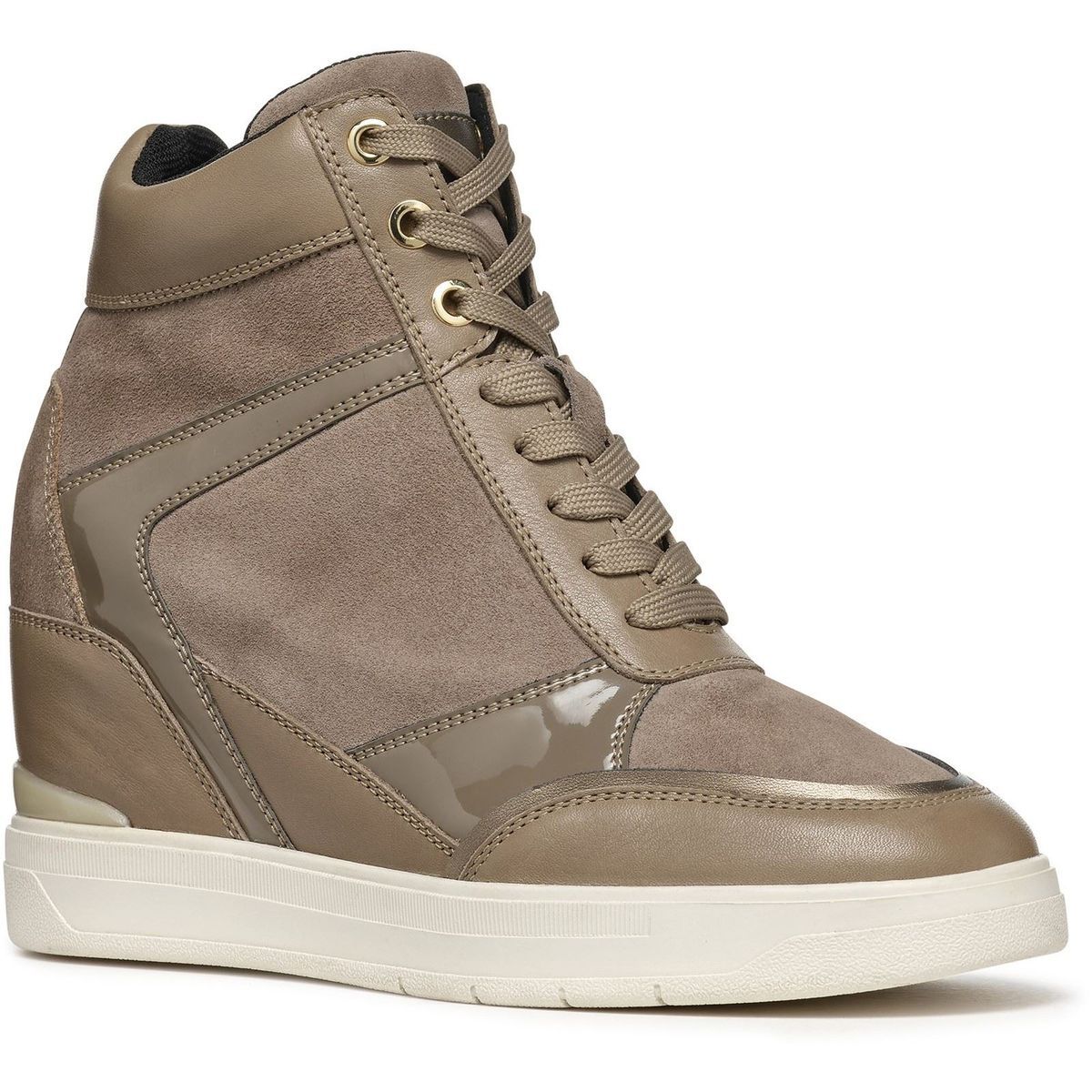 Geox D Maurica Leder Damen Dunkel Taupe Turnschuhe