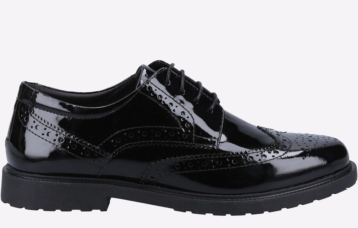 Hush Puppies Verity Leder Damen Lack Schwarze Brogues Schuhe