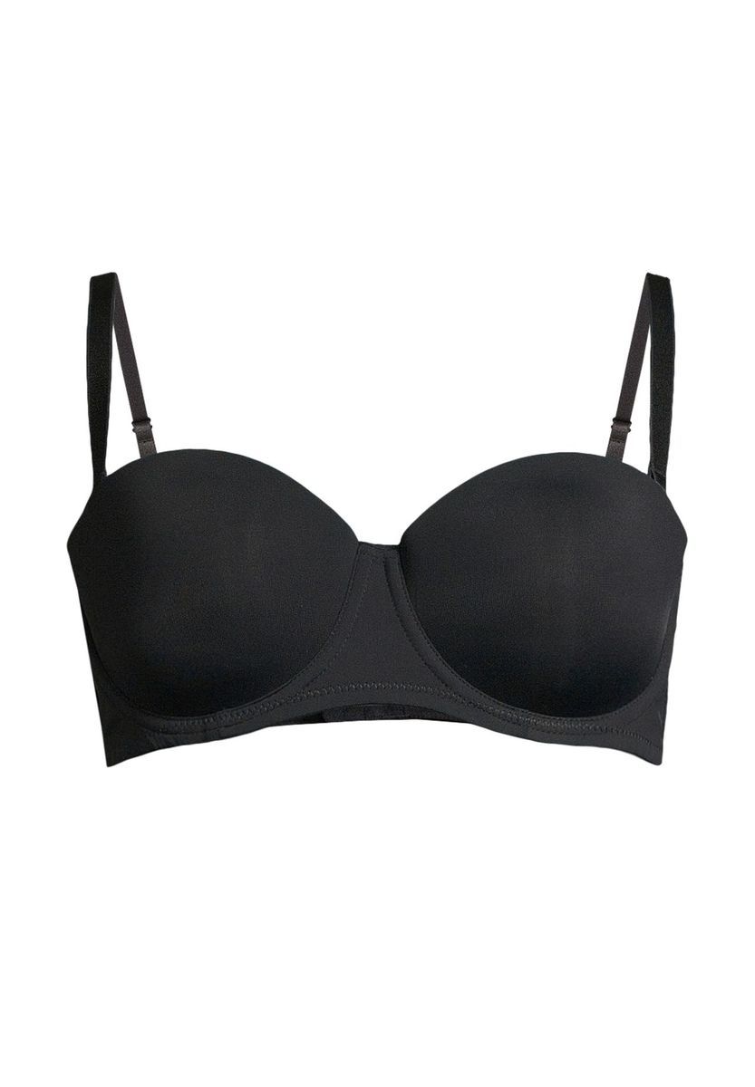 Klassischer schwarzer trägerloser BH mit verstellbaren Trägern
