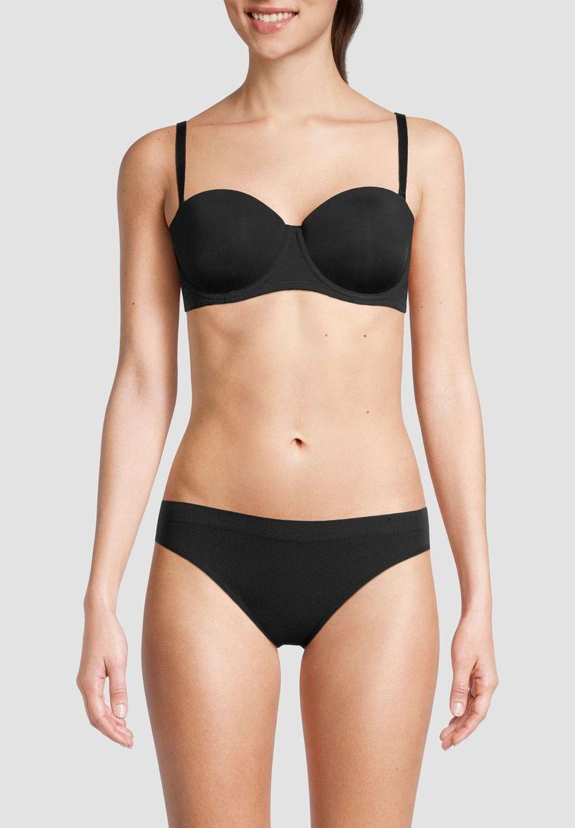 Klassischer schwarzer trägerloser BH mit verstellbaren Trägern
