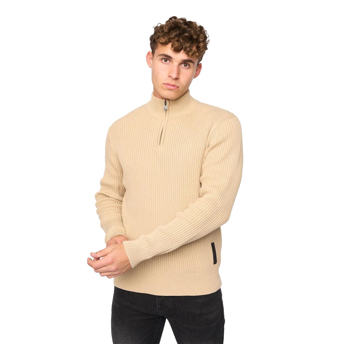 Crosshatch - "Havaline" Pullover mit kurzem Reißverschluss für Herren (Weizen)